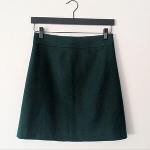 J. Crew Wool-Blend A-Line Skirt Academic Green